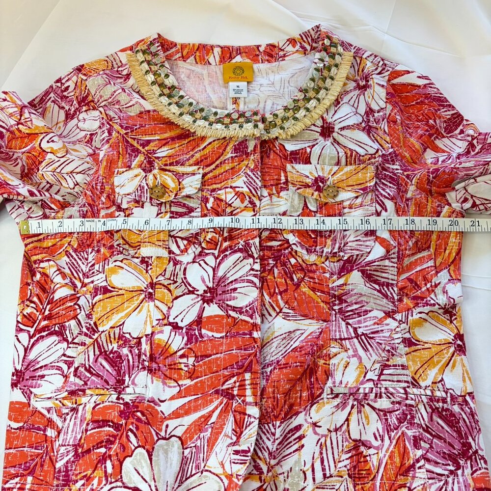 Ruby Rd Snap Front Jacket Island Tropical Raffia … - image 14